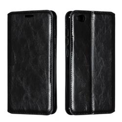 Retro Slim Magnetic Crazy Horse PU Leather Wallet Case for Mi Xiaomi Redmi Go - Black