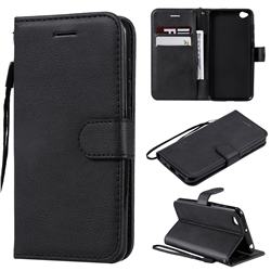 Retro Greek Classic Smooth PU Leather Wallet Phone Case for Mi Xiaomi Redmi Go - Black
