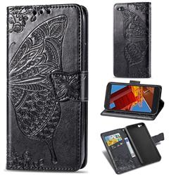 Embossing Mandala Flower Butterfly Leather Wallet Case for Mi Xiaomi Redmi Go - Black