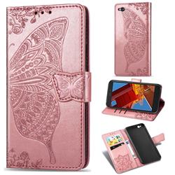 Embossing Mandala Flower Butterfly Leather Wallet Case for Mi Xiaomi Redmi Go - Rose Gold