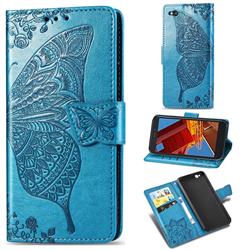 Embossing Mandala Flower Butterfly Leather Wallet Case for Mi Xiaomi Redmi Go - Blue