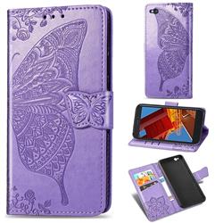 Embossing Mandala Flower Butterfly Leather Wallet Case for Mi Xiaomi Redmi Go - Light Purple