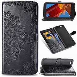 Embossing Imprint Mandala Flower Leather Wallet Case for Mi Xiaomi Redmi Go - Black