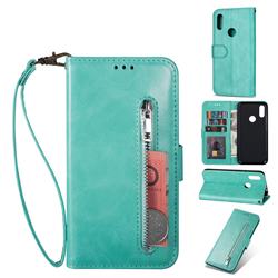 Retro Calfskin Zipper Leather Wallet Case Cover for Mi Xiaomi Redmi Go - Mint Green