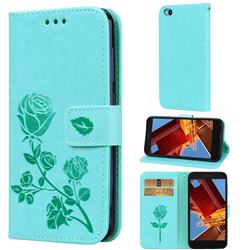 Embossing Rose Flower Leather Wallet Case for Mi Xiaomi Redmi Go - Green