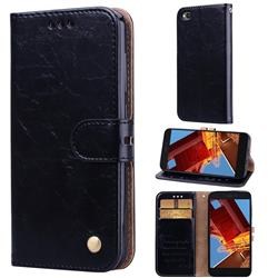 Luxury Retro Oil Wax PU Leather Wallet Phone Case for Mi Xiaomi Redmi Go - Deep Black