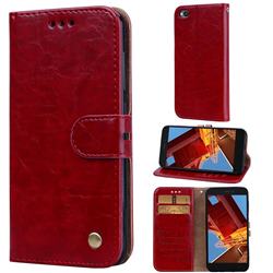 Luxury Retro Oil Wax PU Leather Wallet Phone Case for Mi Xiaomi Redmi Go - Brown Red