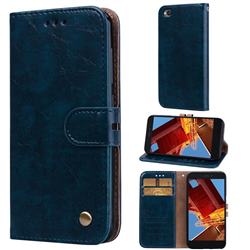 Luxury Retro Oil Wax PU Leather Wallet Phone Case for Mi Xiaomi Redmi Go - Sapphire