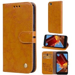 Luxury Retro Oil Wax PU Leather Wallet Phone Case for Mi Xiaomi Redmi Go - Orange Yellow