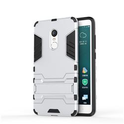 Armor Premium Tactical Grip Kickstand Shockproof Dual Layer Rugged Hard Cover for Xiaomi Redmi Note 4 Red Mi Note4 - Silver