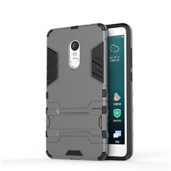 Armor Premium Tactical Grip Kickstand Shockproof Dual Layer Rugged Hard Cover for Xiaomi Redmi Note 4 Red Mi Note4 - Gray