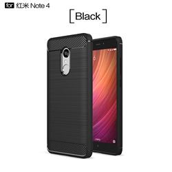 Luxury Carbon Fiber Brushed Wire Drawing Silicone TPU Back Cover for Xiaomi Redmi Note 4 Red Mi Note4 - Black
