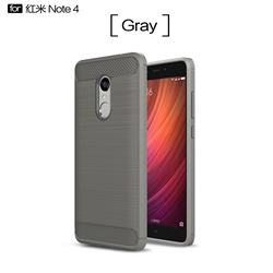 Luxury Carbon Fiber Brushed Wire Drawing Silicone TPU Back Cover for Xiaomi Redmi Note 4 Red Mi Note4 - Gray