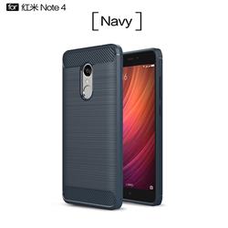 Luxury Carbon Fiber Brushed Wire Drawing Silicone TPU Back Cover for Xiaomi Redmi Note 4 Red Mi Note4 - Navy