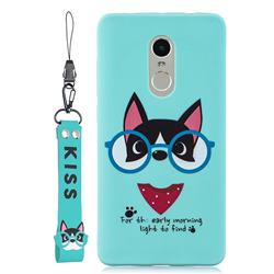 Green Glasses Dog Soft Kiss Candy Hand Strap Silicone Case for Xiaomi Redmi Note 4 Red Mi Note4