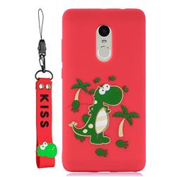 Red Dinosaur Soft Kiss Candy Hand Strap Silicone Case for Xiaomi Redmi Note 4 Red Mi Note4