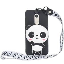 White Panda Neck Lanyard Zipper Wallet Silicone Case for Xiaomi Redmi Note 4 Red Mi Note4