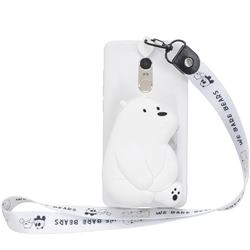 White Polar Bear Neck Lanyard Zipper Wallet Silicone Case for Xiaomi Redmi Note 4 Red Mi Note4