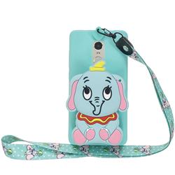 Blue Elephant Neck Lanyard Zipper Wallet Silicone Case for Xiaomi Redmi Note 4 Red Mi Note4