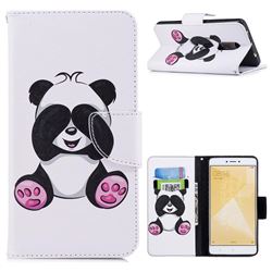 Lovely Panda Leather Wallet Case for Xiaomi Redmi Note 4 Red Mi Note4