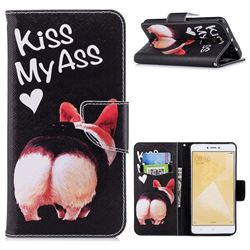 Lovely Pig Ass Leather Wallet Case for Xiaomi Redmi Note 4 Red Mi Note4