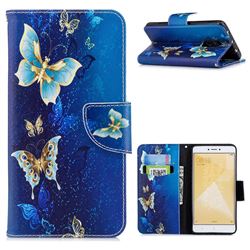 Golden Butterflies Leather Wallet Case for Xiaomi Redmi Note 4 Red Mi Note4