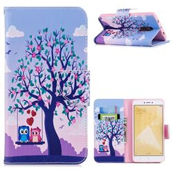Tree and Owls Leather Wallet Case for Xiaomi Redmi Note 4 Red Mi Note4