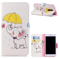 Umbrella Elephant Leather Wallet Case for Xiaomi Redmi Note 4 Red Mi Note4