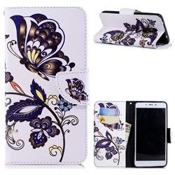 Butterflies and Flowers Leather Wallet Case for Xiaomi Redmi Note 4 Red Mi Note4