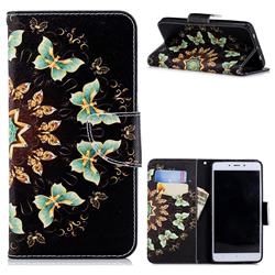 Circle Butterflies Leather Wallet Case for Xiaomi Redmi Note 4 Red Mi Note4