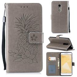 Embossing Flower Pineapple Leather Wallet Case for Xiaomi Redmi Note 4 Red Mi Note4 - Gray