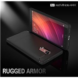 Luxury Carbon Fiber Brushed Wire Drawing Silicone TPU Back Cover for Xiaomi Redmi Note 4X (Black)