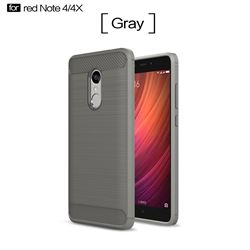 Luxury Carbon Fiber Brushed Wire Drawing Silicone TPU Back Cover for Xiaomi Redmi Note 4X (Gray)