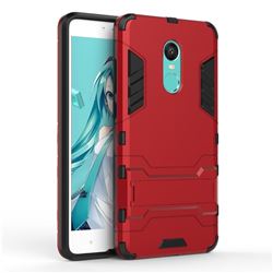 Armor Premium Tactical Grip Kickstand Shockproof Dual Layer Rugged Hard Cover for Xiaomi Redmi Note 4X - Wine Red