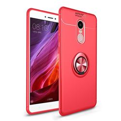 Auto Focus Invisible Ring Holder Soft Phone Case for Xiaomi Redmi Note 4X - Red
