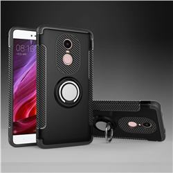Armor Anti Drop Carbon PC + Silicon Invisible Ring Holder Phone Case for Xiaomi Redmi Note 4X - Black