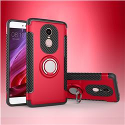 Armor Anti Drop Carbon PC + Silicon Invisible Ring Holder Phone Case for Xiaomi Redmi Note 4X - Red