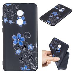 Little Blue Flowers 3D Embossed Relief Black TPU Cell Phone Back Cover for Xiaomi Redmi Note 4X