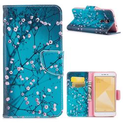 Blue Plum Leather Wallet Case for Xiaomi Redmi Note 4X