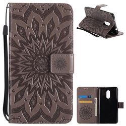 Embossing Sunflower Leather Wallet Case for Xiaomi Redmi Note 4X - Gray