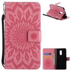 Embossing Sunflower Leather Wallet Case for Xiaomi Redmi Note 4X - Pink