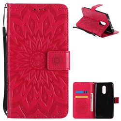 Embossing Sunflower Leather Wallet Case for Xiaomi Redmi Note 4X - Red