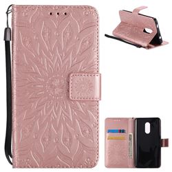 Embossing Sunflower Leather Wallet Case for Xiaomi Redmi Note 4X - Rose Gold