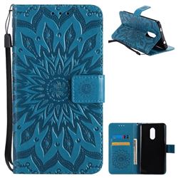 Embossing Sunflower Leather Wallet Case for Xiaomi Redmi Note 4X - Blue