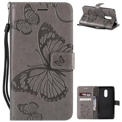 Embossing 3D Butterfly Leather Wallet Case for Xiaomi Redmi Note 4X - Gray