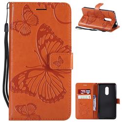 Embossing 3D Butterfly Leather Wallet Case for Xiaomi Redmi Note 4X - Orange