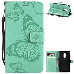 Embossing 3D Butterfly Leather Wallet Case for Xiaomi Redmi Note 4X - Green