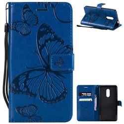 Embossing 3D Butterfly Leather Wallet Case for Xiaomi Redmi Note 4X - Blue