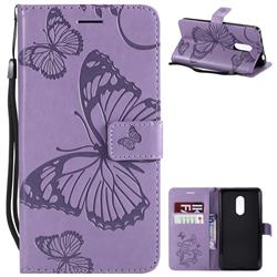 Embossing 3D Butterfly Leather Wallet Case for Xiaomi Redmi Note 4X - Purple