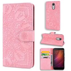 Retro Embossing Mandala Flower Leather Wallet Case for Xiaomi Redmi Note 4X - Pink